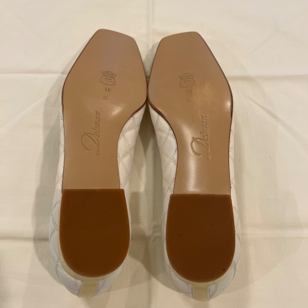 Delman Bergdorf Goodman Cream Phoenix-GN Glove Nappa Quilted Shoes--Size 10 M - Picture 15 of 16
